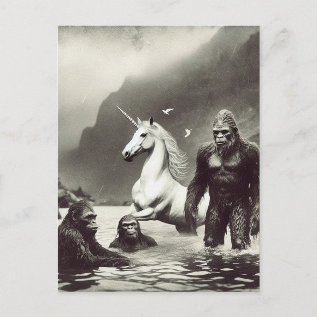 Familie Sasquatch und Einhorn Postkarte (Vorderseite)