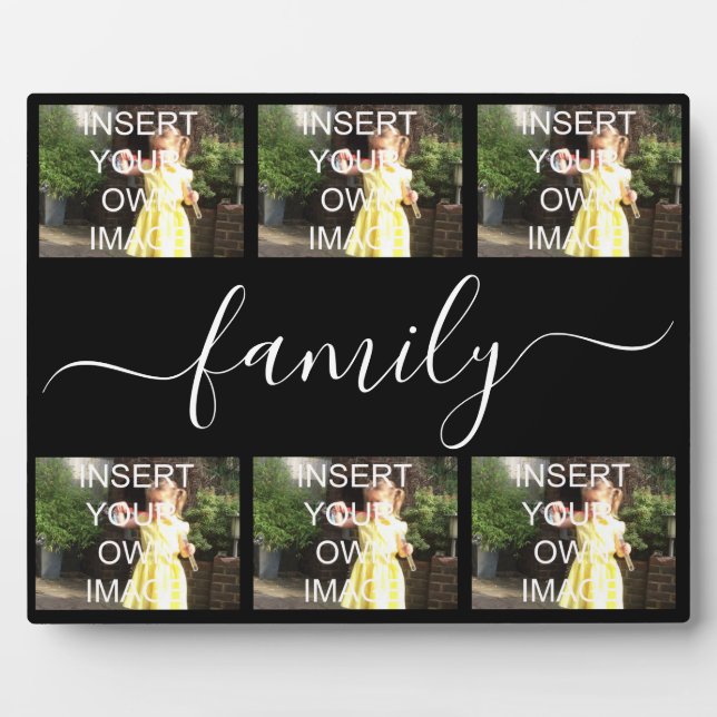 Familie Sechs Foto Collage Geschenk Plaque Fotoplatte (Vorderseite)