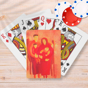 Familie sitzend Zeitgenössische Kunst Porträtmaler Spielkarten