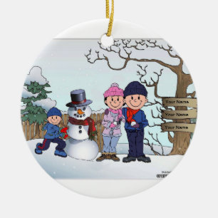 Familie Snowman - 1 Junge Keramikornament