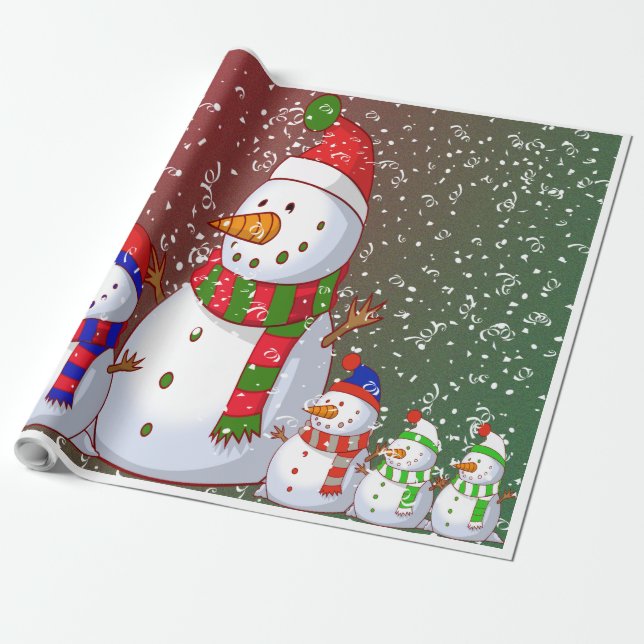 Familie Snowman - Geschenkpapier (Ungerollt)