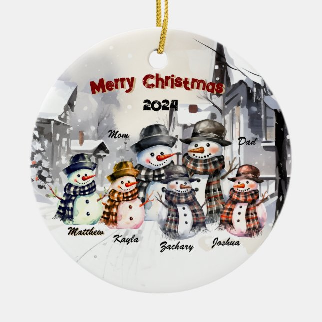 Familie Snowman Personalisierte Weihnachtsschmuck (Vorne)