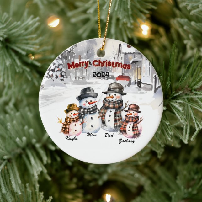 Familie Snowman Personalisierte Weihnachtsschmuck (Baum)
