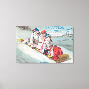 Familie Tobogganing und Anwendung von Lutted Leinwanddruck