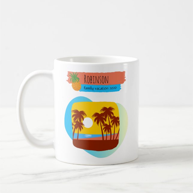 Familie Tropical Beach Urlaub Souvenir Kaffeetasse (Links)