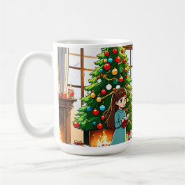 Familie um den Kamin zu Weihnachten - Tasse