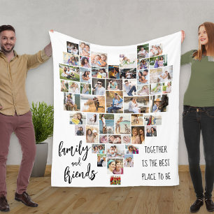 Familie und Freunde Herzförmige 51-Foto-Collage Fleecedecke