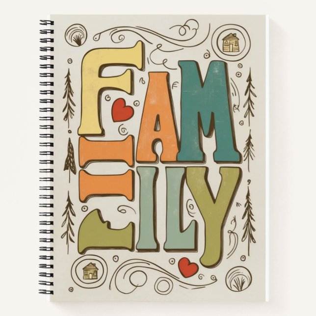 Familie - Vintages Typografie-Design Notizbuch (Vorderseite)