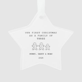 Familie von 3 süßen Lebkuchenmännern Stern-Ornamen Ornament
