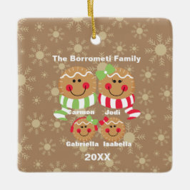 Familie von 4 Lebkuchen Gesichter Weihnachtsschmuc Keramikornament