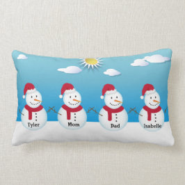 Familie von 4 Personalisierten Schneemannskissen Lendenkissen