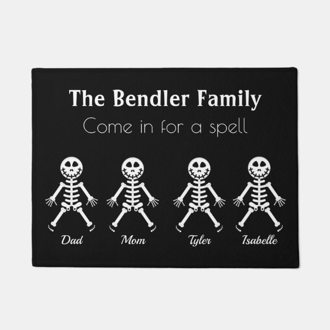Familie von 4 Skeleton Halloween Doormat Fußmatte (Vorderseite)