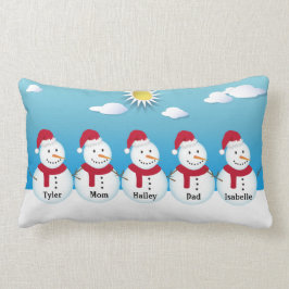 Familie von 5 Personalisierten Schneemannskissen Lendenkissen