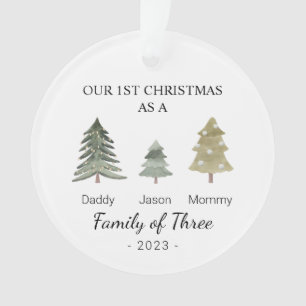 Familie von drei Personalisierten Babys Erstes Wei Ornament