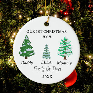 Familie von drei Weihnachts Custom Baby's First Xm Keramik Ornament