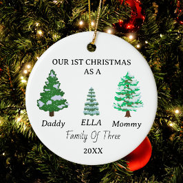 Familie von drei Weihnachts Custom Baby's First Xm Keramik Ornament