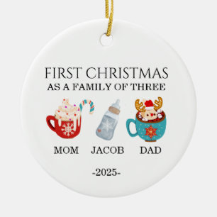 Familie von drei Weihnachtsschmuckstücken Familie Keramik Ornament