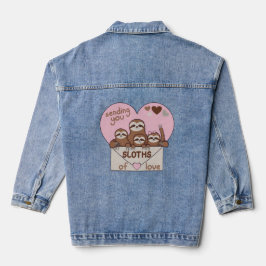 Familie von Faultieren mit Umschlag, Herz und Text Jeansjacke