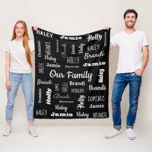 Familie von fünf im coolen Schriftart Fleecedecke