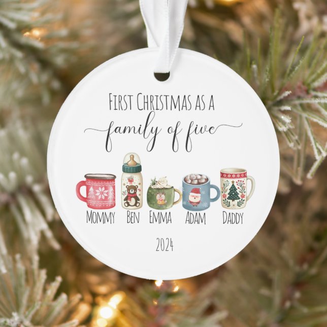 Familie von fünf Weihnachtsakrylen Ornament (Baum)