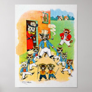 Familie von Katzen mit vielen Kindern, Louis Wain Poster