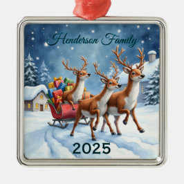 Familie von Rentieren Ornament Aus Metall