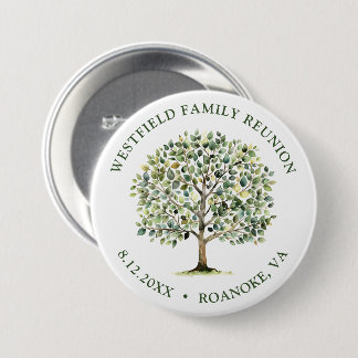 Familie Wiedersehen Woodland Wasserfarbbaum Button