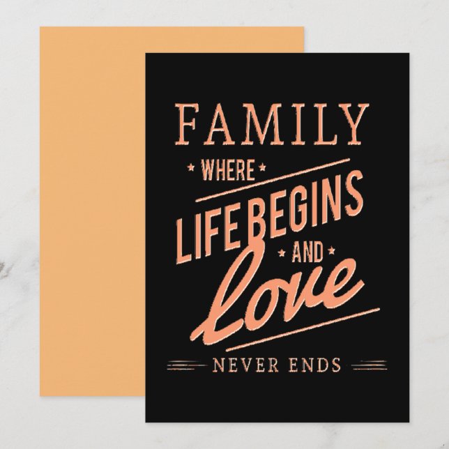 FAMILIE, wo das Leben beginnt und Liebe nie endet. Einladung (Vorne/Hinten)