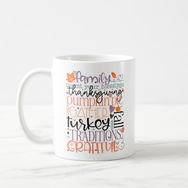 Familie zählt Ihren Segen Erntedank Pumpkin Kaffeetasse (Links)
