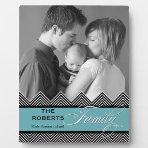 Familie Zig Zag Zickzack Modernes Personalisiertes Fotoplatte