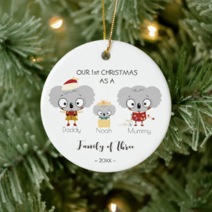 Familie zu Dritt Erstes Weihnachten Koala Weihnach Keramik Ornament