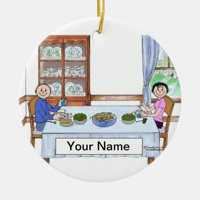 Familien-Abendessen, Paar - personalisierter Keramikornament (Vorne)