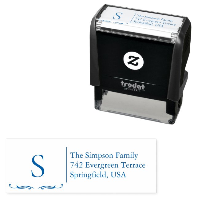 Familien-Adresse mit Monogramm-Stempel Permastempel (Beispiel)