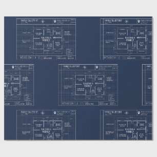 Familien-Bauplan-Baby-Ankündigung Geschenkpapier