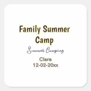 Familien-Camping-Urlaub benutzerdefiniert Name Dat Quadratischer Aufkleber
