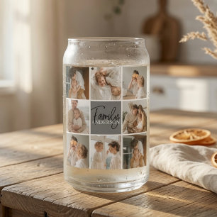 Familien Collage Foto & Personalisiertes Graues Ge Dosenglas