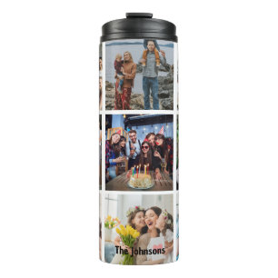 Familien Erinnerungen 9 Foto-Raster Personalisiert Thermosbecher