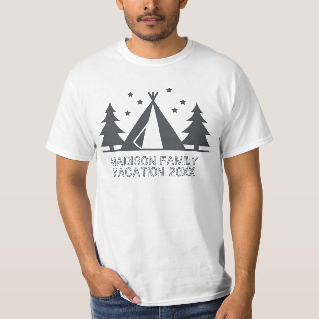 Familien-Ferien-Namen-Zelt-Camping T-Shirt (Vorderseite)
