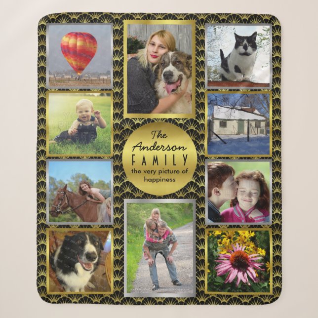 Familien-Foto-Collage 10 stellt | schwarzen Sherpadecke (Vorderseite)