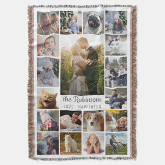 Familien-Foto-Collage 19 Bilder + Graues Decke