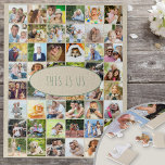 Familien Foto Collage 40 Bilder Dies ist unser Ang<br><div class="desc">Benutzerdefiniertes Foto-Puzzle, das Sie mit bis zu 40 verschiedenen Fotos anpassen können. Der Wortlaut ist in knackiger Schriftart-Typografie geschrieben und lautet "This Is Us", die Sie gerne bearbeiten können, wenn Sie möchten. Die Bildvorlage steht Ihnen zur Verfügung, um Ihre Bilder, die von oben nach unten sind, in Reihen von rechts...</div>