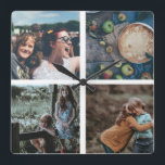 Familien-Foto-Collage Instagram Foto-Andenken Quadratische Wanduhr<br><div class="desc">Personalisierte Familienandenkenuhr mit 4 Ihrer Familien-Fotos,  die in einer quadratischen Gitter-Fotocollage vereinbart werden,  vervollkommnen für Instagram Fotos. Großes Geschenk für Mamma,  Vati,  Familie,  Freunde,  Eltern und Großeltern!</div>