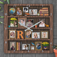 Familien-Foto-Collagen-Antiken-Bücherschrank