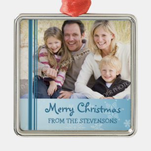 Familien-Foto-frohe Weihnacht-Verzierung Silbernes Ornament