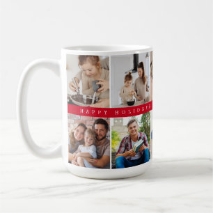 Familien-Foto-Raster Rot Frohe Feiertage Band Benu Kaffeetasse