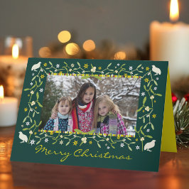 Familien Foto Weihnachten Card mistletostars grün
