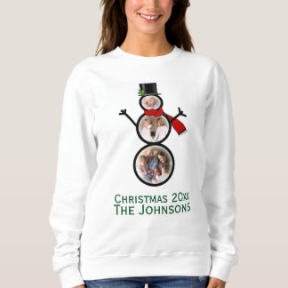 Familien-Foto-Weihnachtssnowman-Schablone Sweatshirt