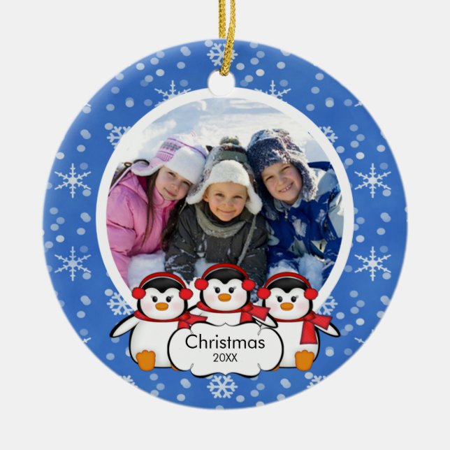 Familien-Foto-Weihnachtsverzierungniedliche Keramik Ornament (Vorne)