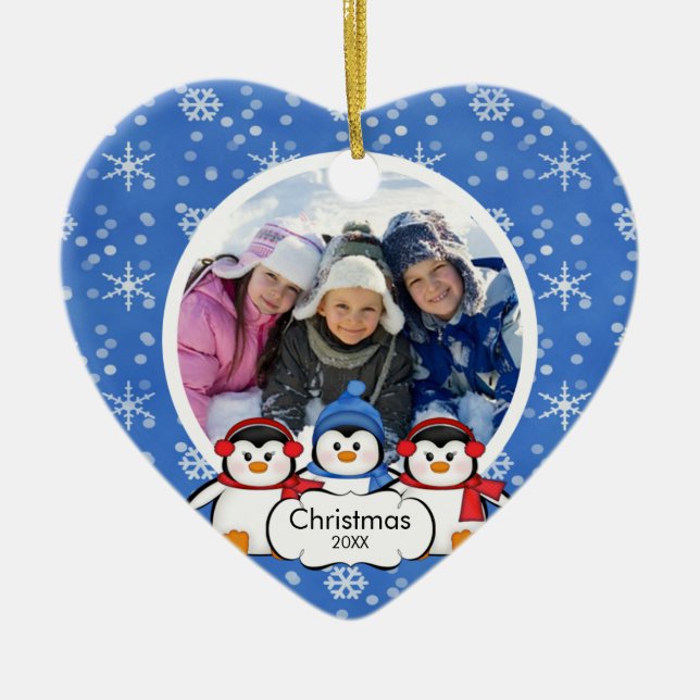 Familien-Foto-Weihnachtsverzierungniedliche Keramikornament (Vorne)