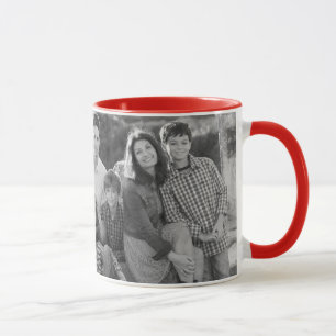 Familien-Fotos u. Text der rosa Rosen-elegante Tasse